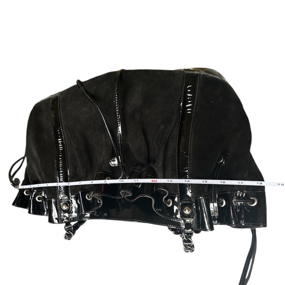 STUNNING Anne Fontaine Maureen Black Suede and Patent Shoulder Bag - Picture 5 of 12